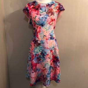 Leslie Fay Pink Floral Spring Fit & Flare Dress